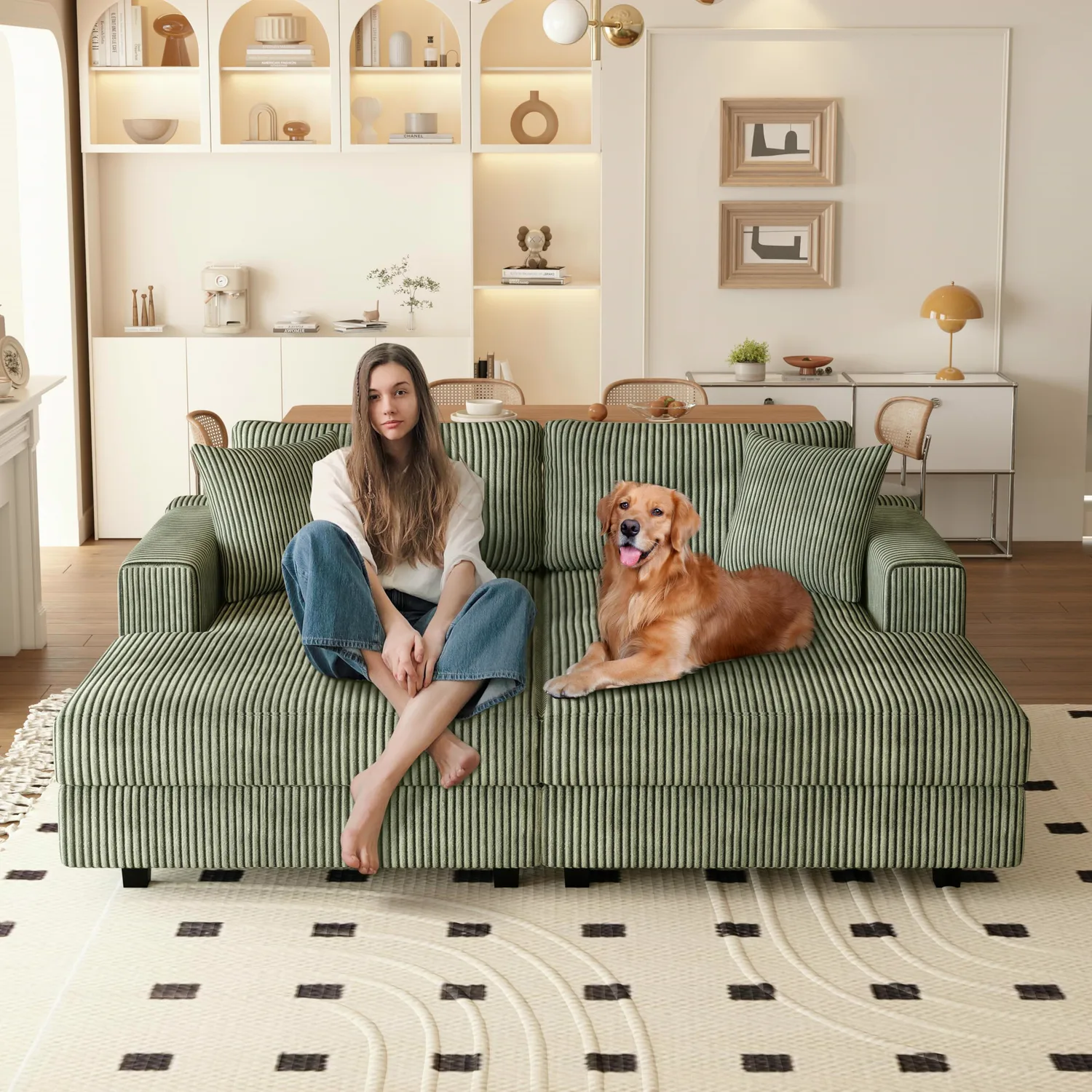 ERYE Corduroy Sleeper Sofa 69.3"
