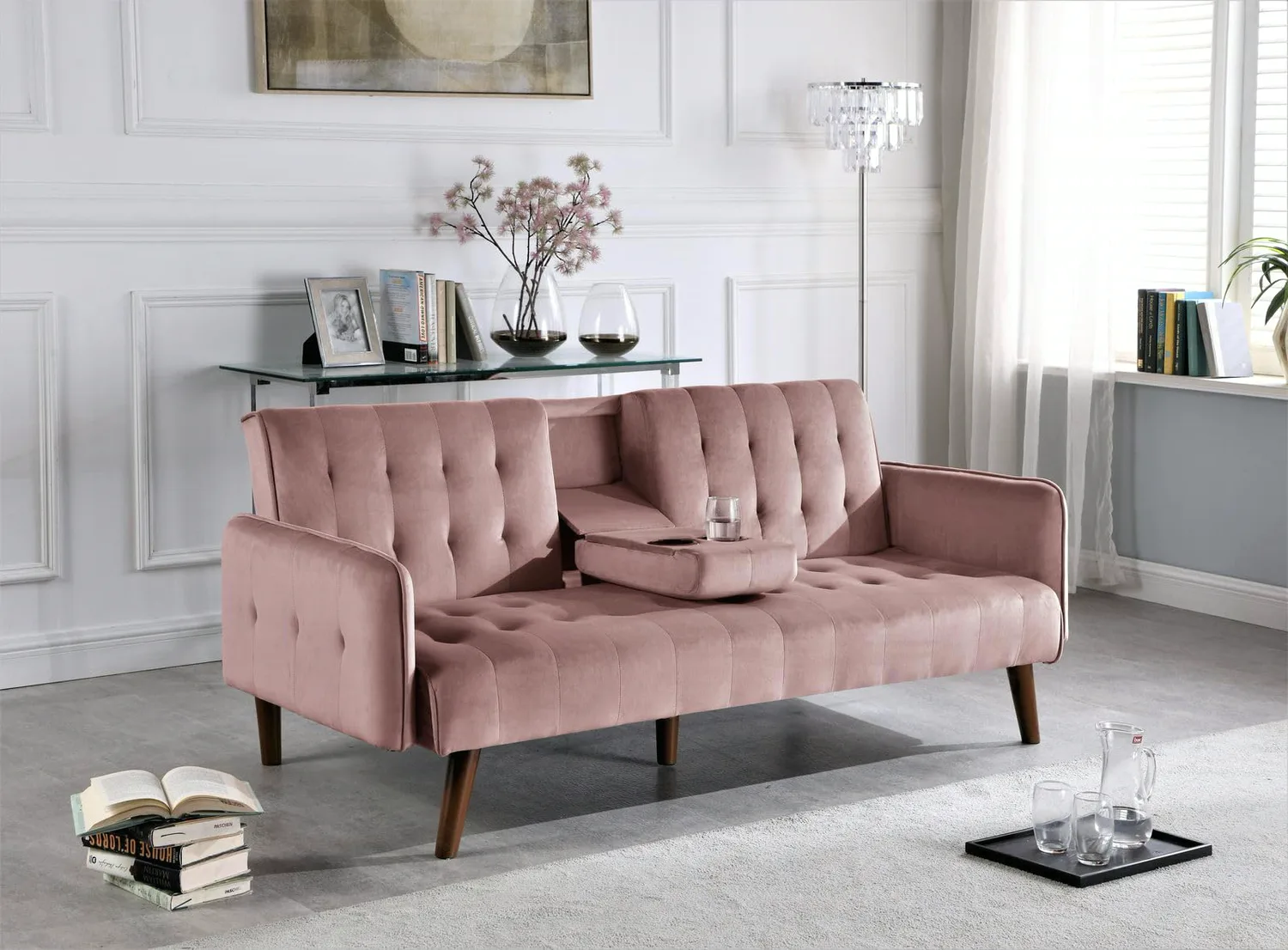 ERYE Linen Blend Futon Sofa Bed