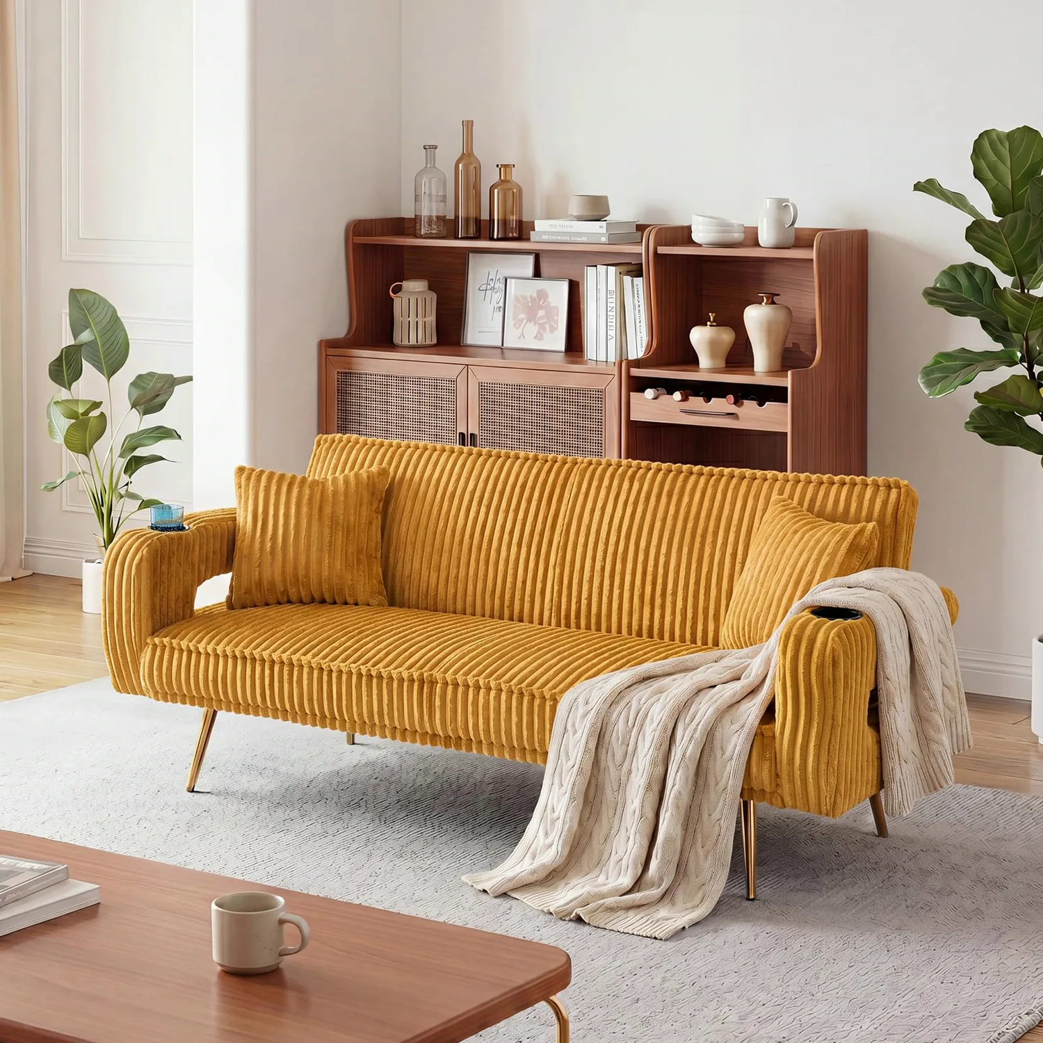 ERYE Corduroy Futon Sofa Bed 74"