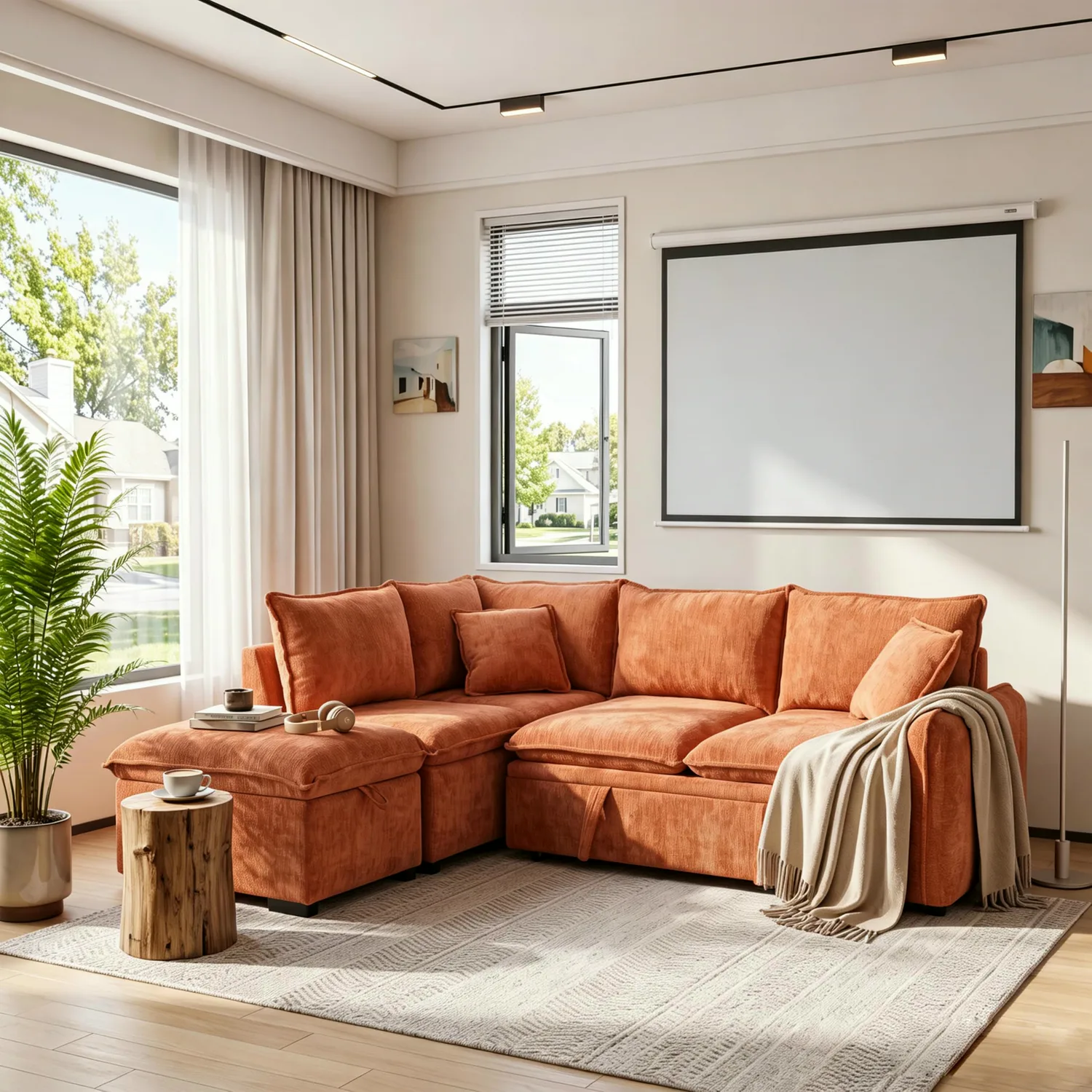 ERYE Boucle L-Shaped Sleeper Sectional 82.7"