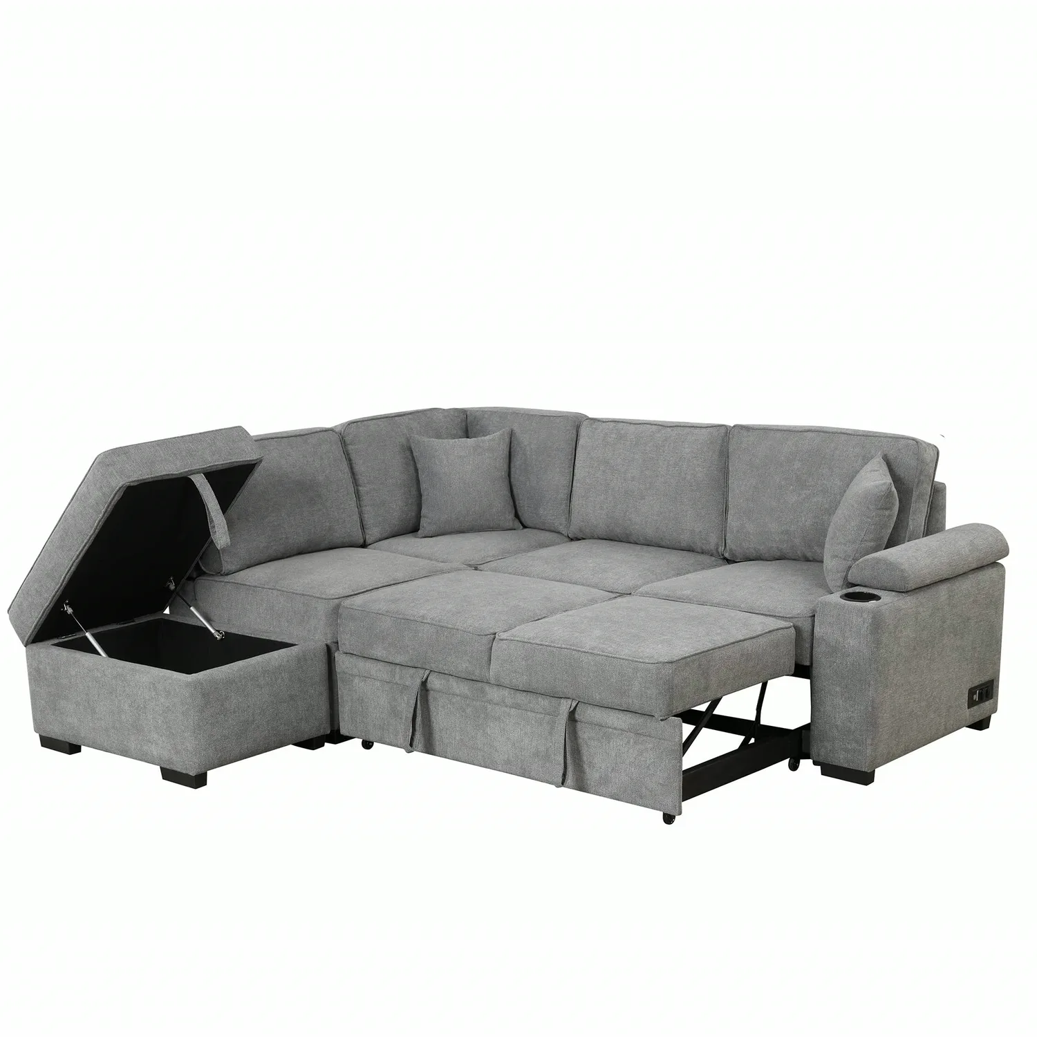 ERYE Linen Blend L-Shaped Sleeper Sectional 84.8"