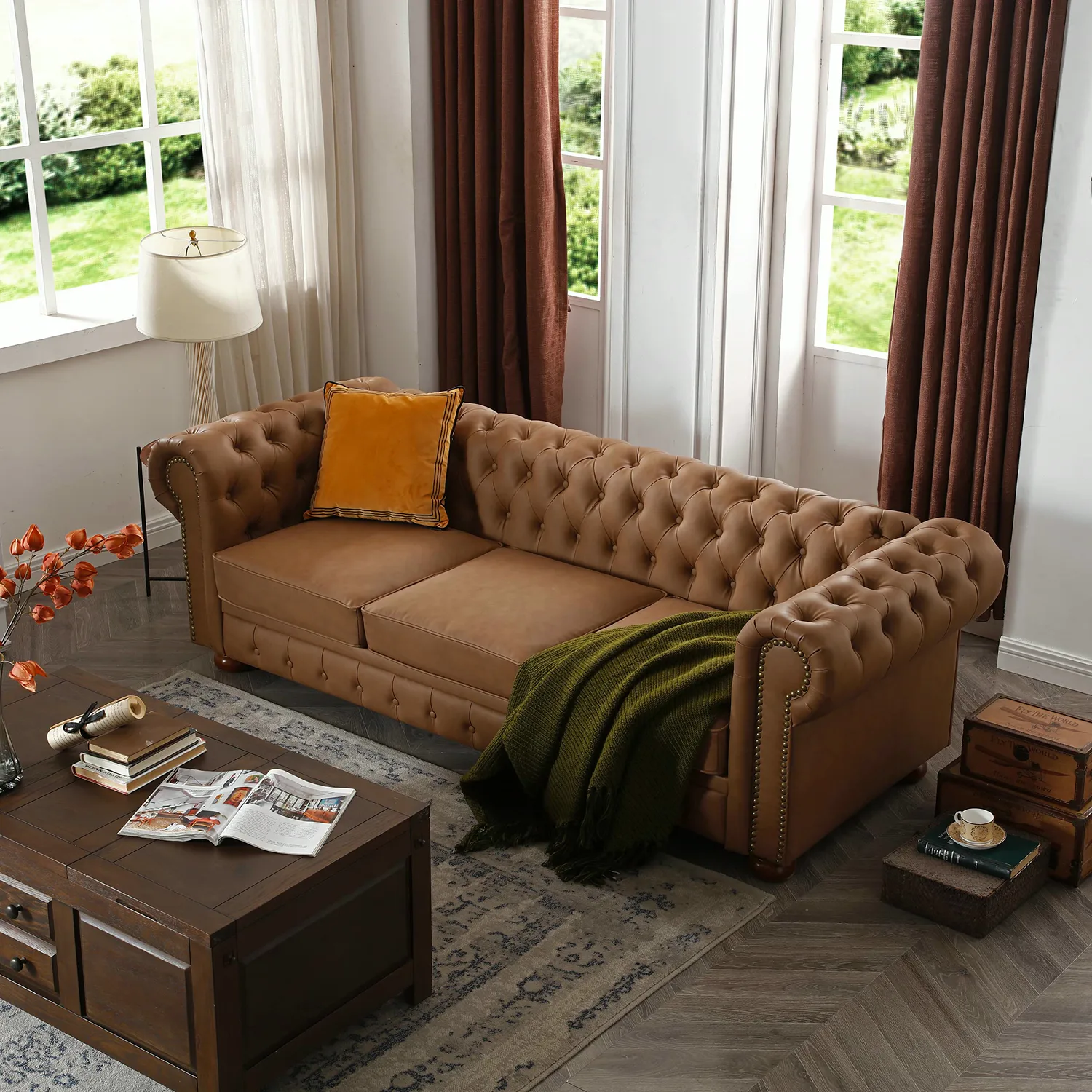 ERYE Faux Leather Sofa 88.5"