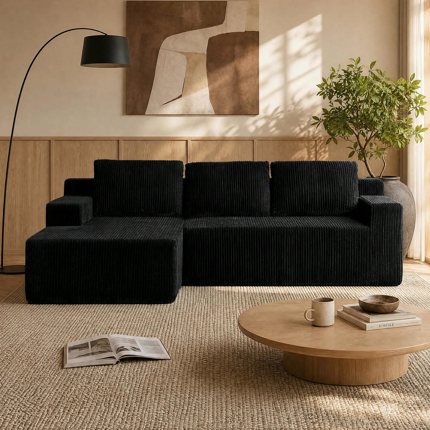 ERYE Corduroy L-Shaped Cloud Sectional 96.5"
