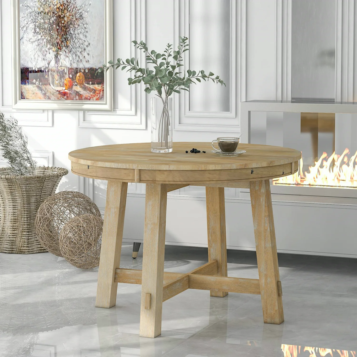 ERYE Extendable Dining Table 42" in Natural Wood Wash