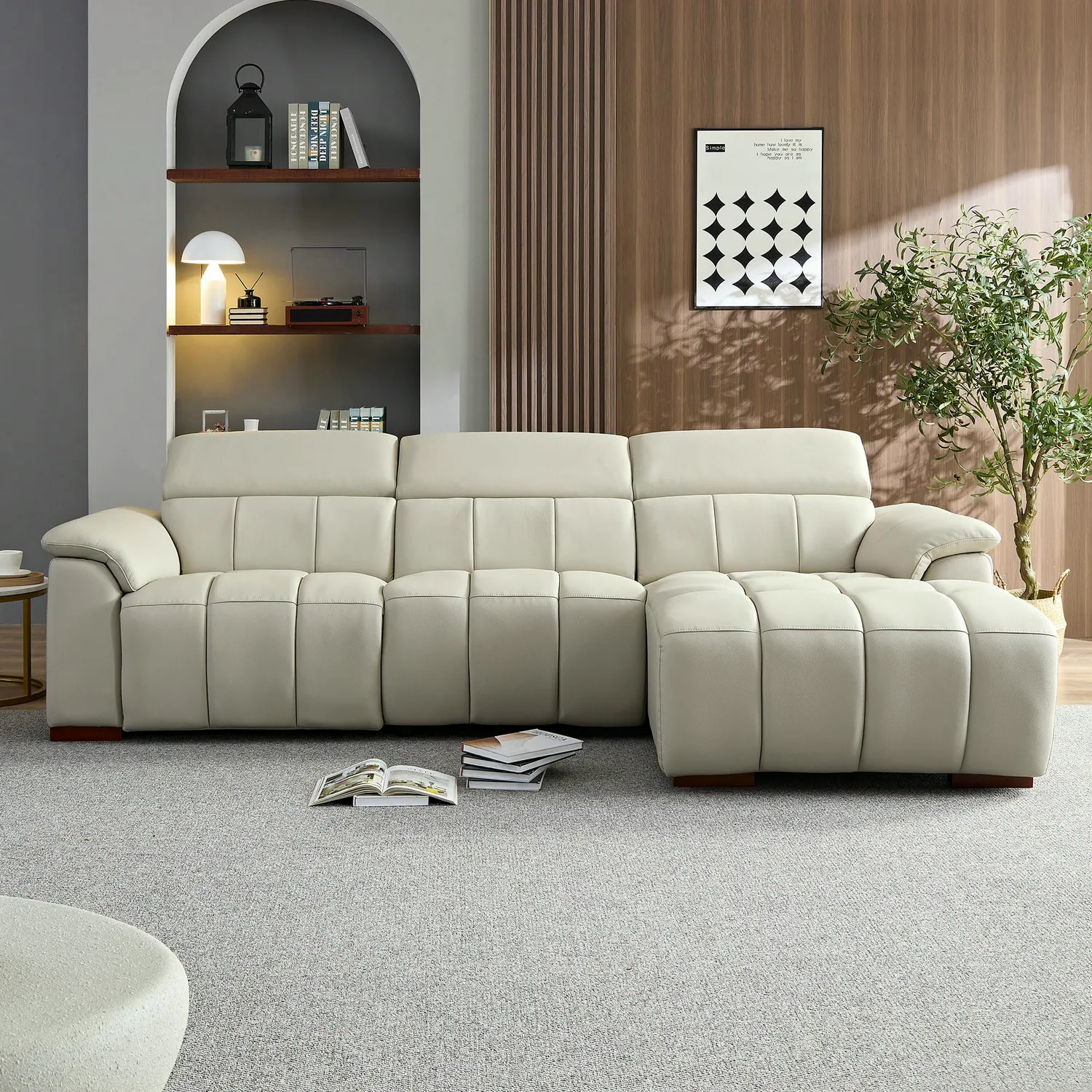 ERYE Faux Leather L-Shaped Power Reclining Sectional 113.4"