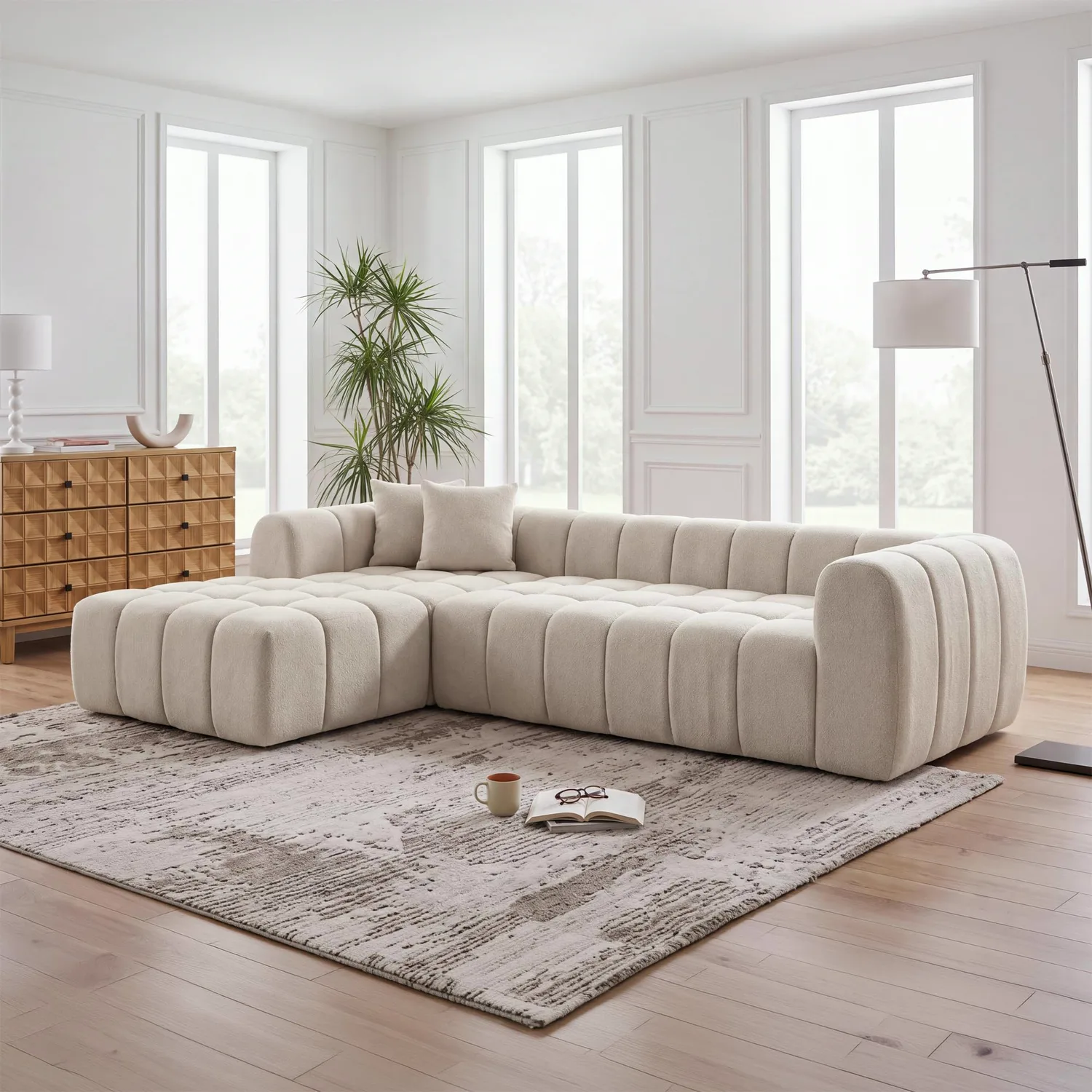 ERYE Boucle L-Shaped Cloud Sectional 111.3"