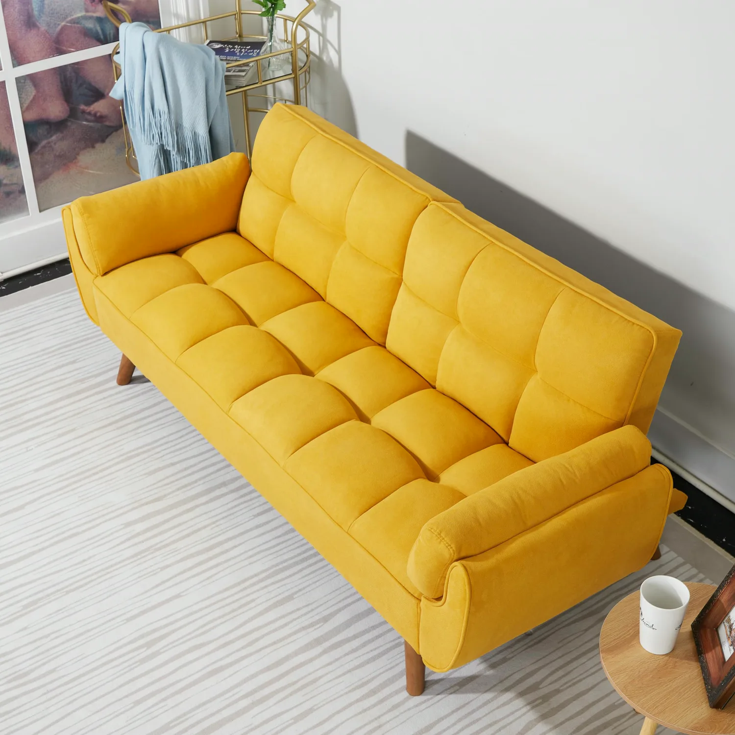 ERYE 2-Seat Linen Blend Futon Sofa Bed 75.4"