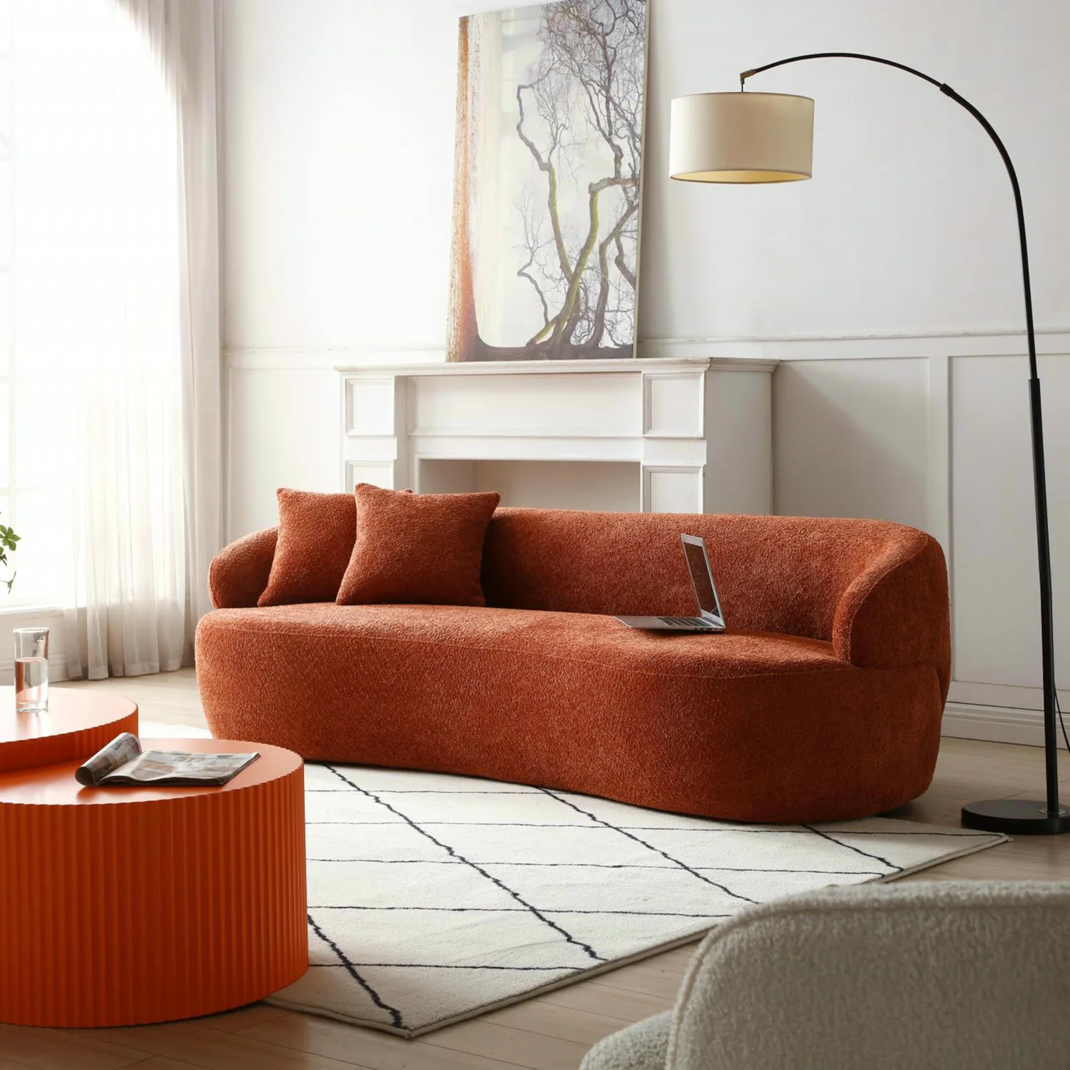 ERYE Boucle Curved Sofa 86.6"