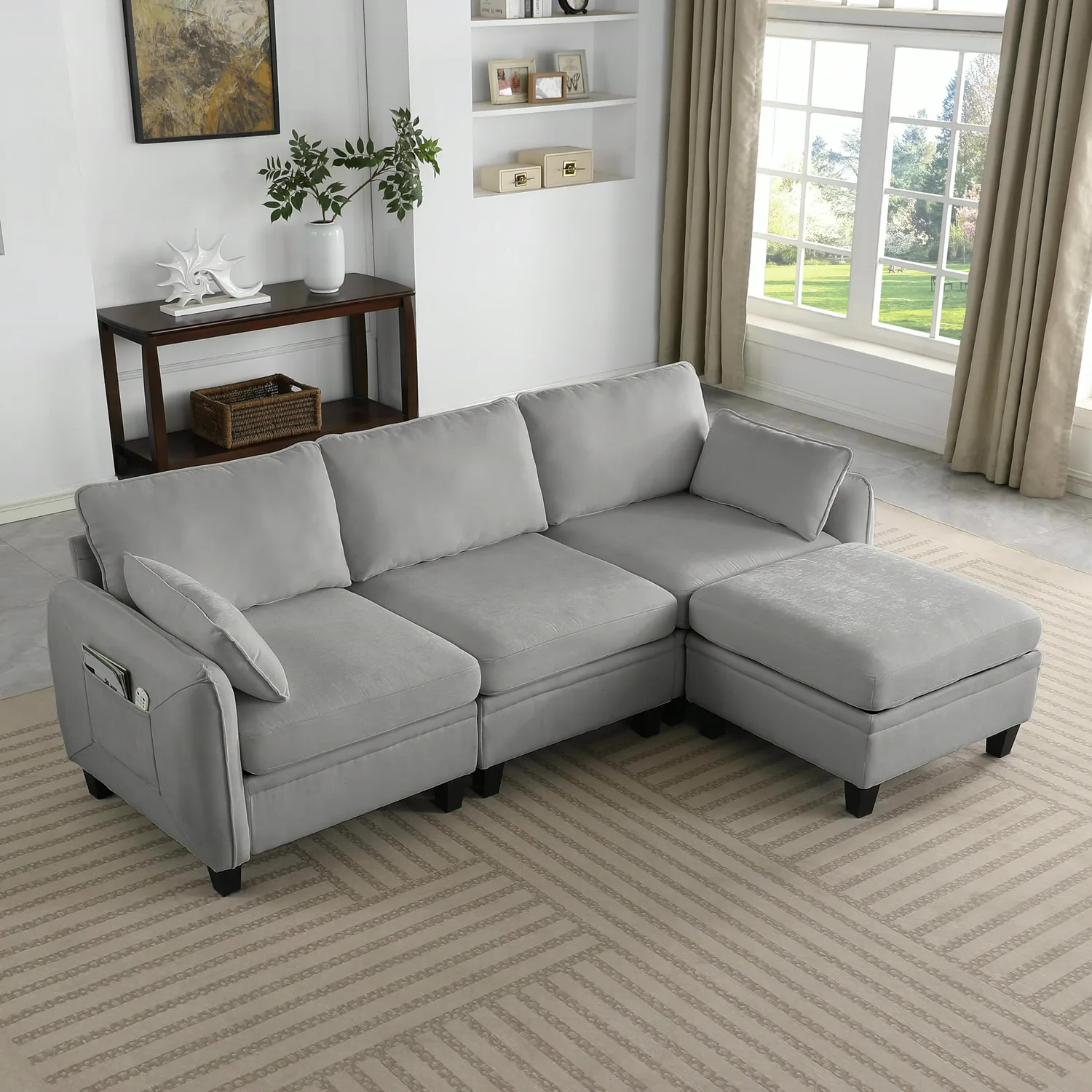 ERYE Storage Chenille L-Shaped Sectional Sofa