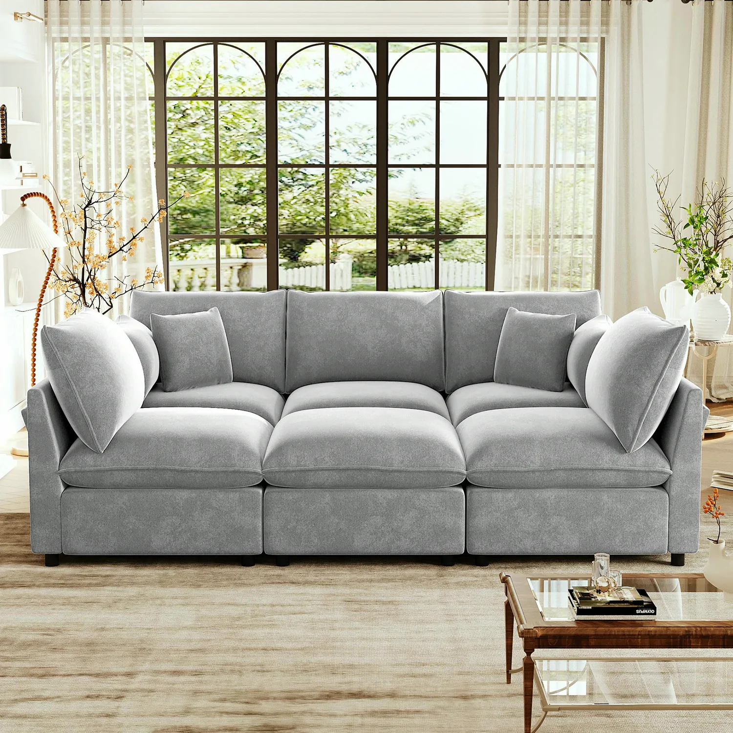 ERYE Chenille L-Shaped Cloud Sectional 93.7"