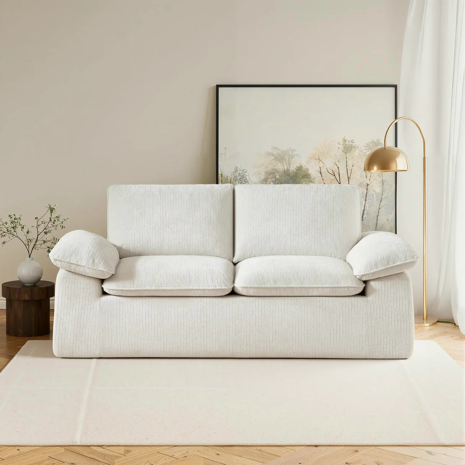 ERYE Linen Blend L-Shaped Cloud Sofa 74.8"